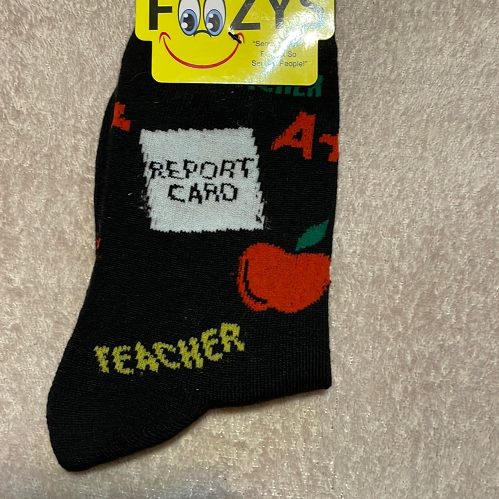 Foozy’s Women’s Collection.  Black Teacher Crew Socks
